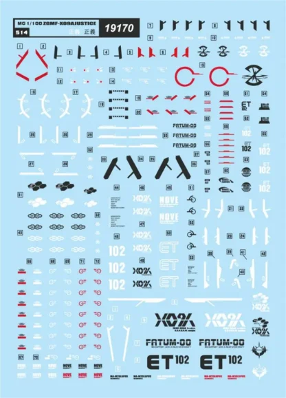 Water Decals MG  ZGMFX09A JUSTICE