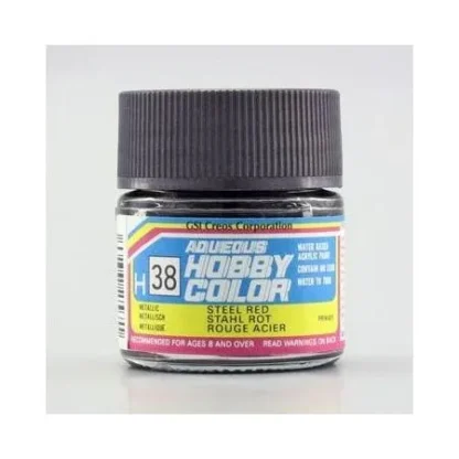 PEINTURE MAQUETTE MR HOBBY H038 ROUGE ACIER MÉTALLIQUE 10ML