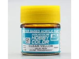 PEINTURE MAQUETTE MR HOBBY H091 JAUNE TRANSPARENT BRILLANT 10ML