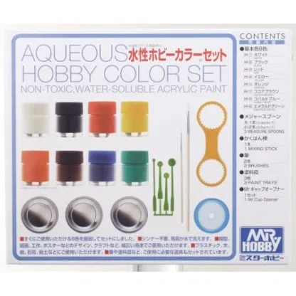 PEINTURE MR HOBBY HS30 SET MR HOBBY AQUAEOUS HOBBY COLOR 8 X 10ML + ACCESSOIRES